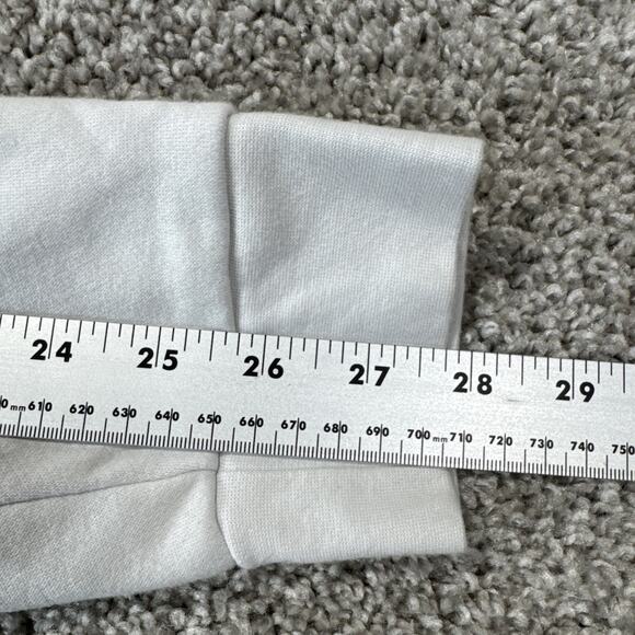 Adidas Fleece Sweatshirt Mens L Long Sleeve Crew Neck Side Tape Logo White Black - Picture 6 of 8